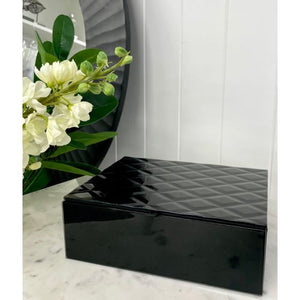 Black Glass Diamond Design Box Large