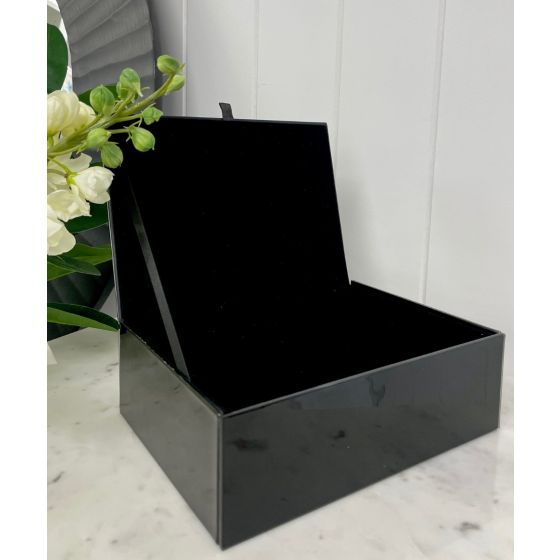 Black Glass Diamond Design Box Large