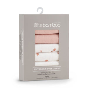 Bamboo Muslin Washers 6Pk - Dusty Rose