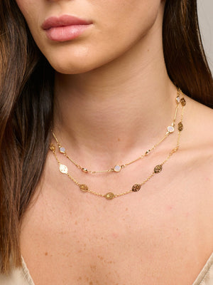 Gold Plated Milky Crystal Bar Necklace