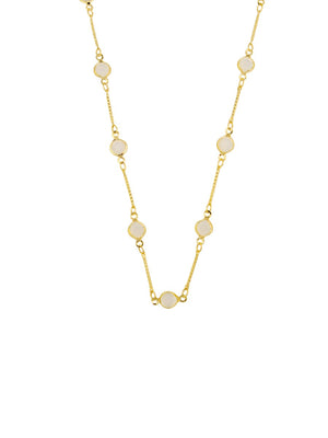 Gold Plated Milky Crystal Bar Necklace