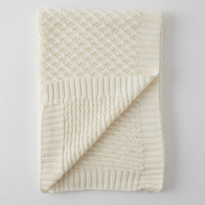 Cream Basket Weave Knit Blanket