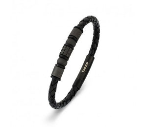 Blaze Stainless Steel black leather with carbon fiber beads