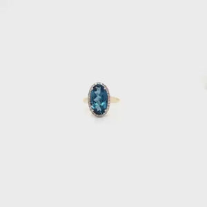 
            
                Load and play video in Gallery viewer, 9CT Yellow Gold London Blue Topaz Diamond Ring
            
        