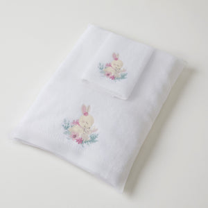 Pink Bunny Towel & Face Washer In Bag