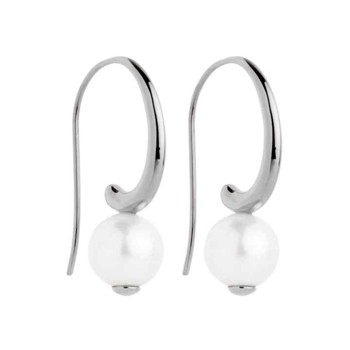 Najo  Pearl Silver Hook Earrings