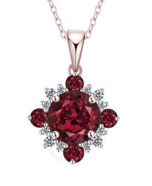 9K Rose Gold  Rhodolite  Garnet  & 0.14ct GH-I1-2 Diamond Pendant