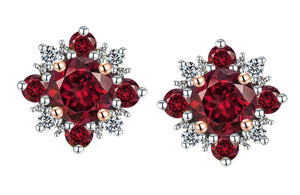 9CT Rose Gold Rhodolite Garnet & .12 ct GHI1-2 Diamond  Earrings