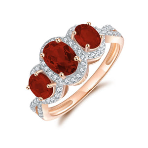9KCT Rose Gold Rhodolite Garnet and 0.27ct  GI1-2 Diamond Ring