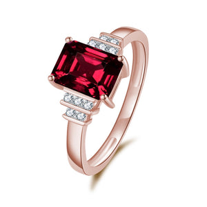 9K Rose Gold Rhodolite Garnet & 0.10ct G-I1-2 Diamond Ring