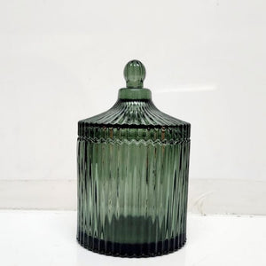 
            
                Load image into Gallery viewer, Large Verona Gold Ribbed Jar Green
            
        