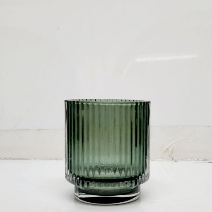 Verona Round Ribbed Votive Green gcc111a