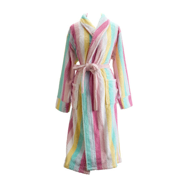 Cosy Luxe Robe Pastel Stripes