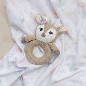 Jersey Swaddle & Rattle - Ava/Fawn - Diamonds on Seddon Store