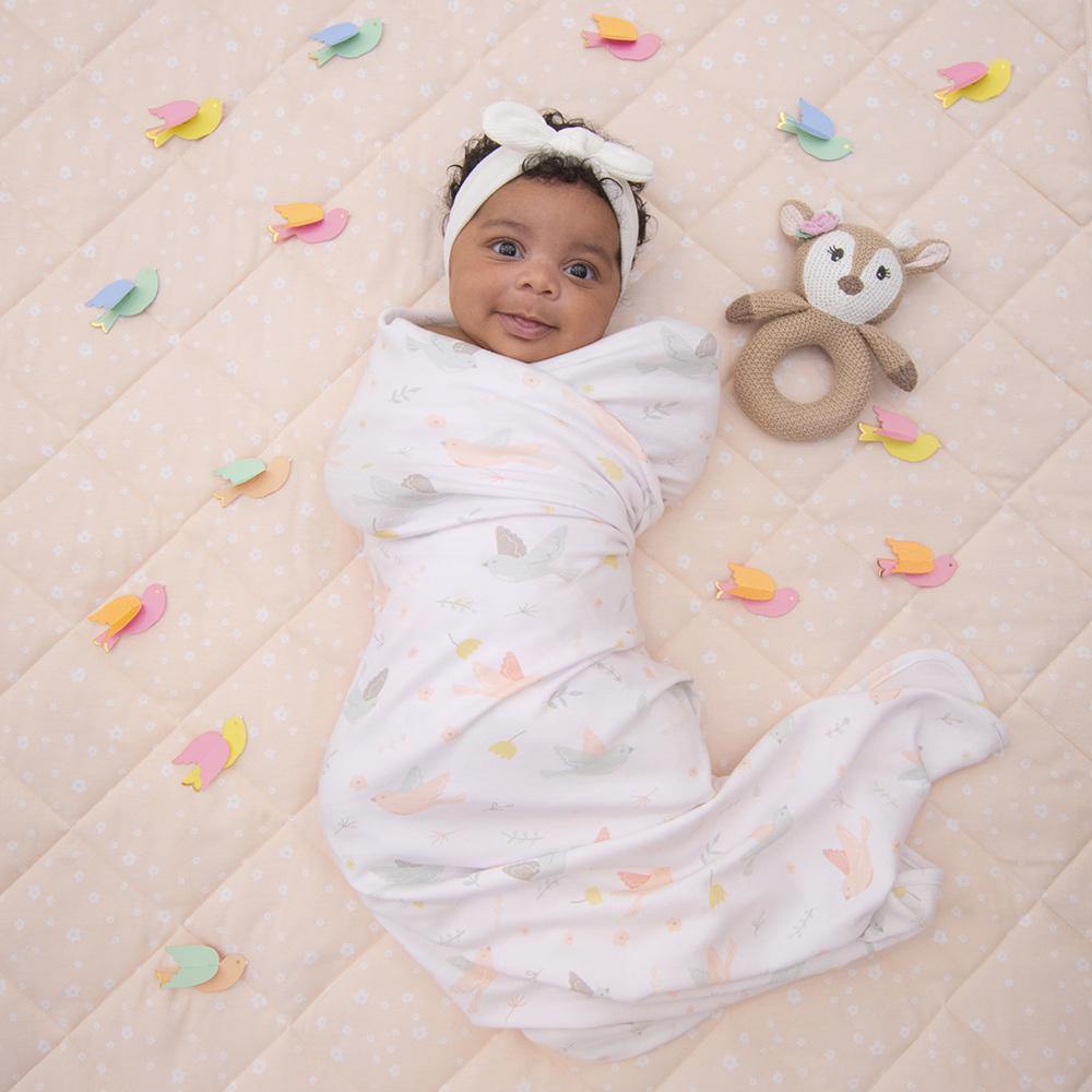 Jersey Swaddle & Rattle - Ava/Fawn - Diamonds on Seddon Store