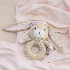 Jersey Swaddle & Rattle - Floral/Bunny - Diamonds on Seddon Store