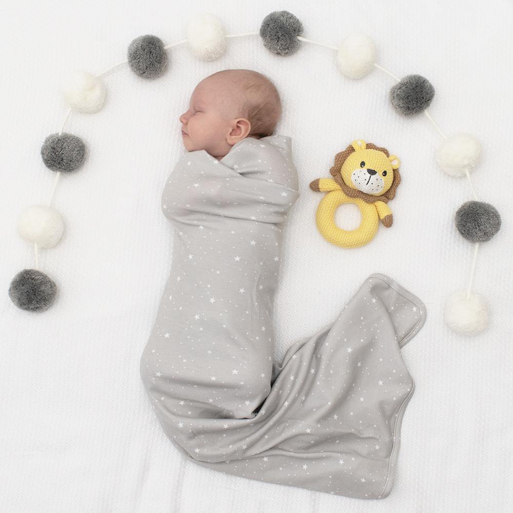 Jersey Swaddle & Rattle - Stars/Lion - Diamonds on Seddon Store