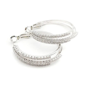 CZ Hoop Earrings Fine 3cm  Rhodium ee2030g