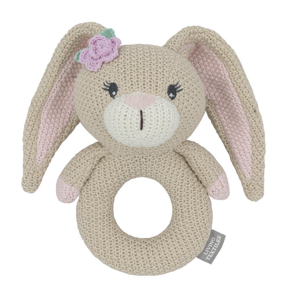 Amelia The Bunny - Knitted Rattle - Diamonds on Seddon Store