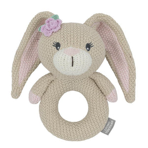 Amelia The Bunny - Knitted Rattle - Diamonds on Seddon Store