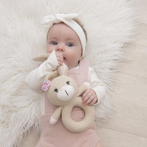 Amelia The Bunny - Knitted Rattle - Diamonds on Seddon Store