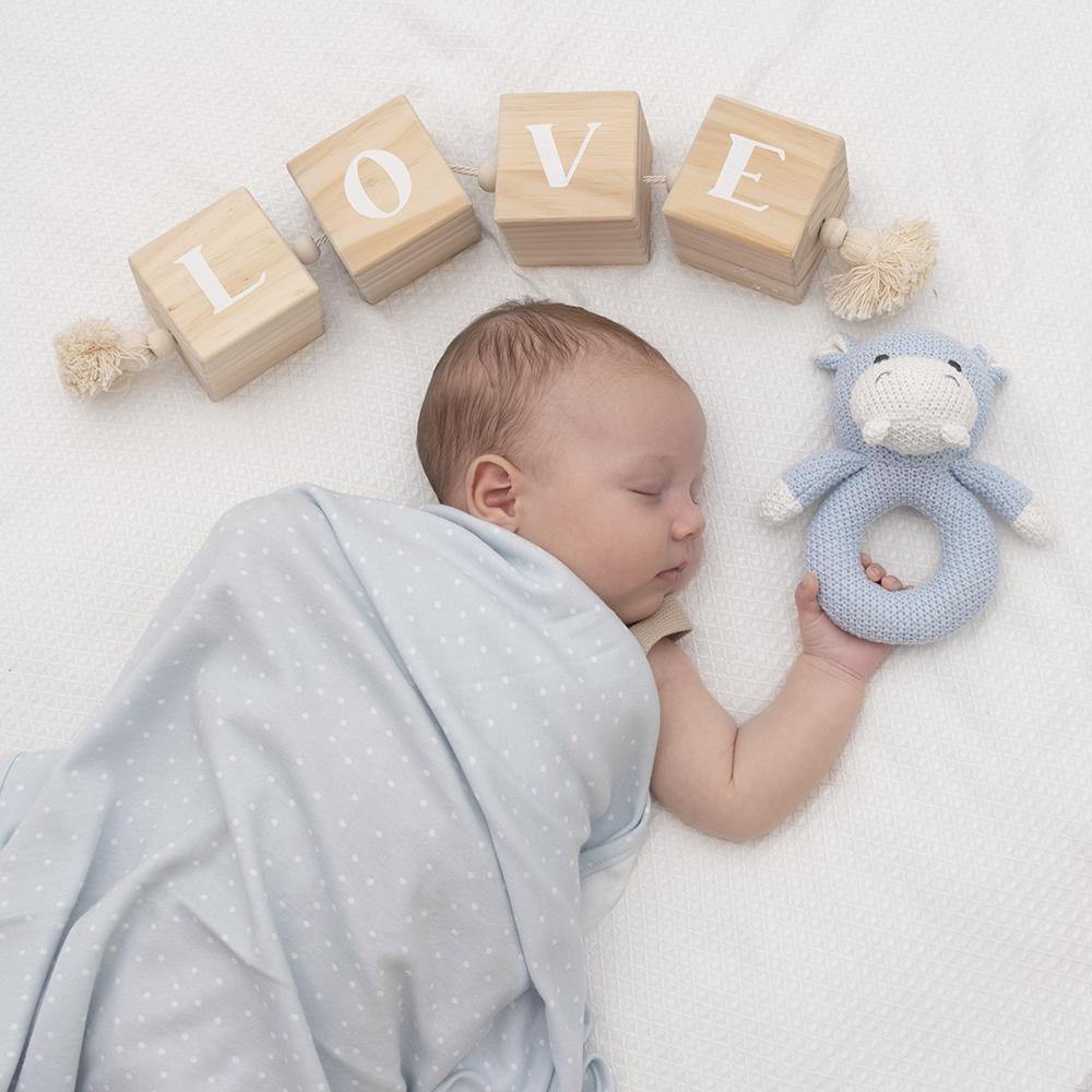 Henry The Hippo - Knitted Rattle - Diamonds on Seddon Store