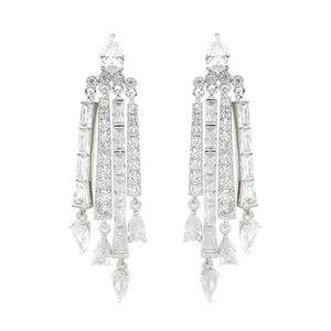 
            
                Load image into Gallery viewer, CZ Chandelier  Earrings Rhodium
            
        