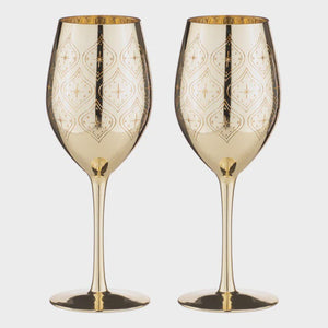 Estelle Gold 2pk Wine Glasses