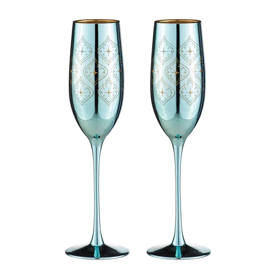 Estelle Aqua Champagne Glasses 2 Pk