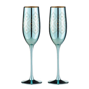 Estelle Aqua Champagne Glasses 2 Pk