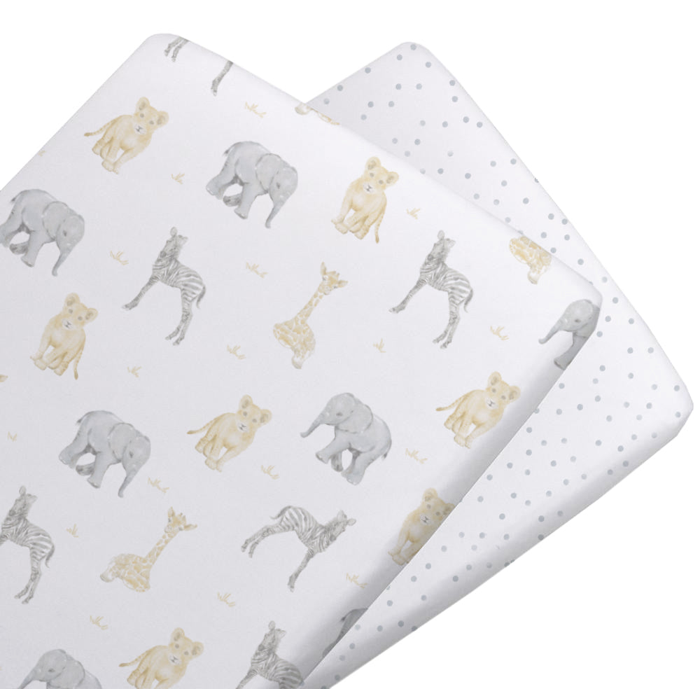 
            
                Load image into Gallery viewer, 2pk Bass Fitted Sheet Savanna Babies
            
        