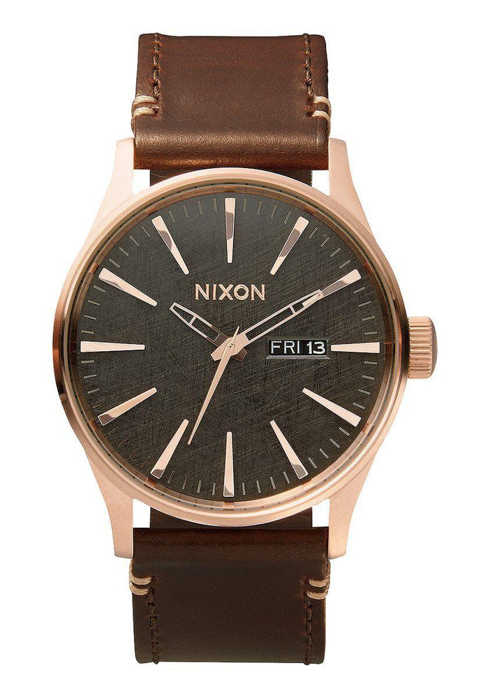 NIXON Sentry Leather - Rose Gold/Gunmetal - Diamonds on Seddon Store