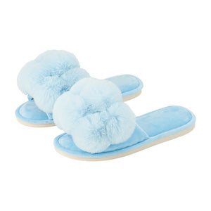 
            
                Load image into Gallery viewer, Cosy Luxe Pom Pom Slippers Sky M/L
            
        