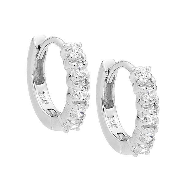Ellani Silver Hoop Earrings - Diamonds on Seddon Store