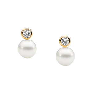 Ellani Pearl CZ Studs