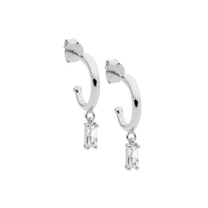 Ellani CZ Baguette Hoop Earrings e544s