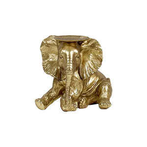 
            
                Load image into Gallery viewer, Colby Resin Gold Leaning Elephant Pillar
            
        