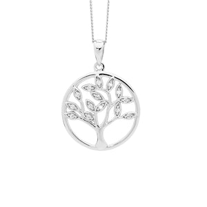 
            
                Load image into Gallery viewer, Ellani Silver Tree Of Life Pendant - Diamonds on Seddon Store
            
        