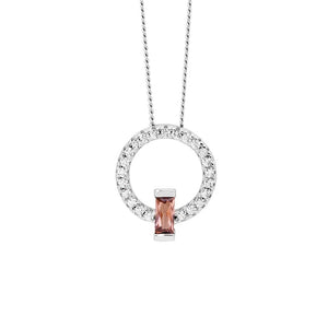 Ellani Open Circle Pendant Rhodolite CZ