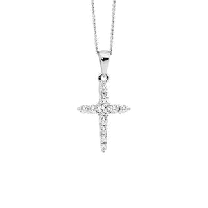 Ellani Silver CZ Cross Pendant