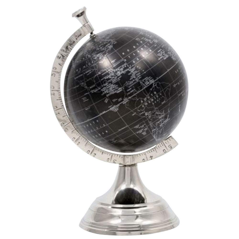
            
                Load image into Gallery viewer, Black and Silver Globe On stand
            
        