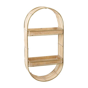 Eva Timber Rattan Oval Wall Shelf