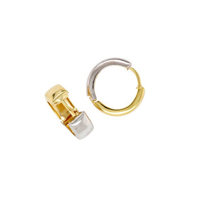 9ct Yellow & White Gold, Silver Bonded Huggies