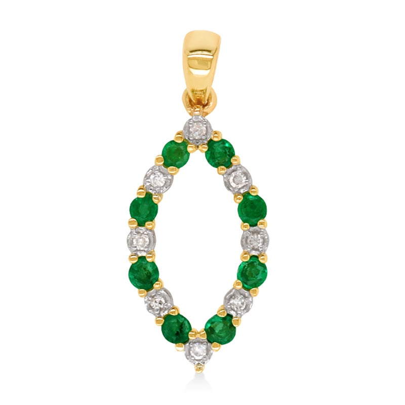 
            
                Load image into Gallery viewer, 9ct Gold Natural Emerald and Diamond Pendant
            
        