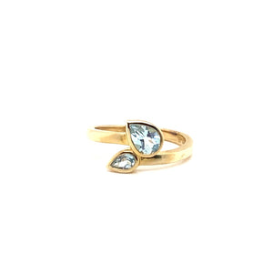 9ct Yellow Gold Blue Topaz Pear Ring