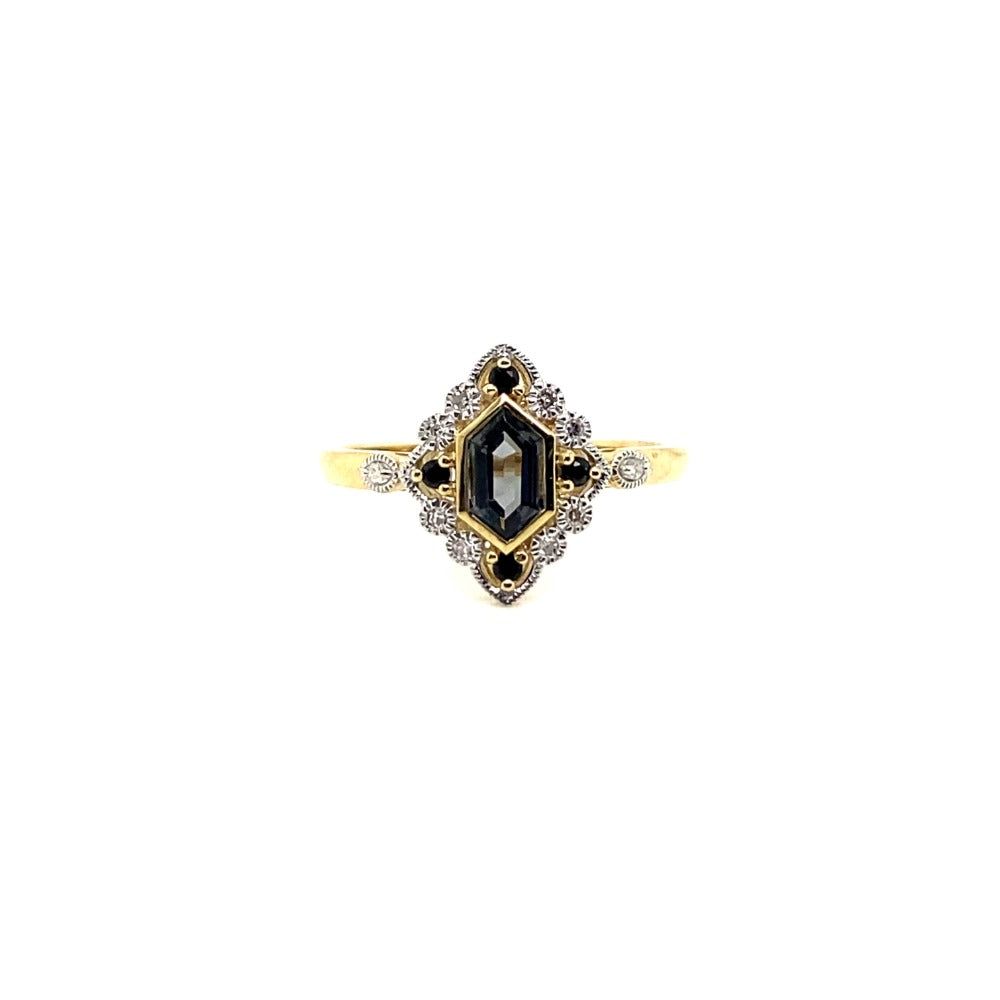 9Y/Created Saph/ Diamond ring
