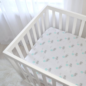 2PK Jersey Cot Elephant/Aqua Stripes - Diamonds on Seddon Store