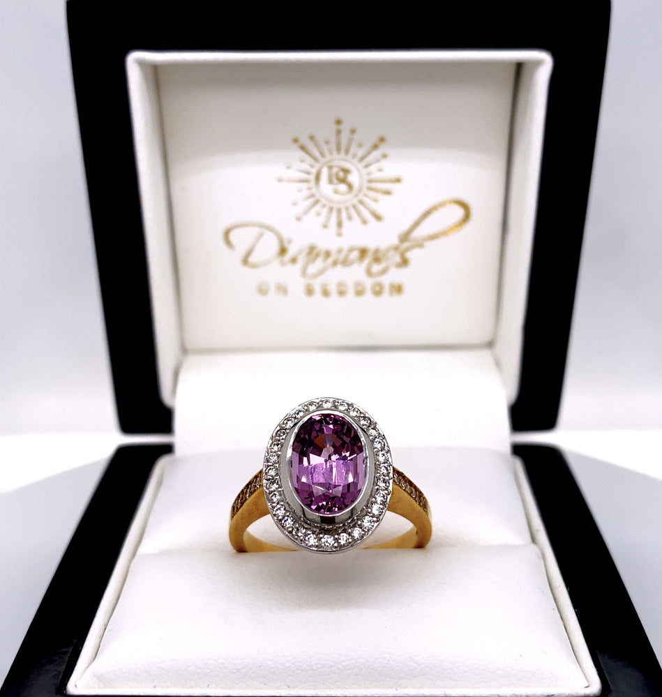 18ct Pink Spinel & Diamond Ring - Diamonds on Seddon Store