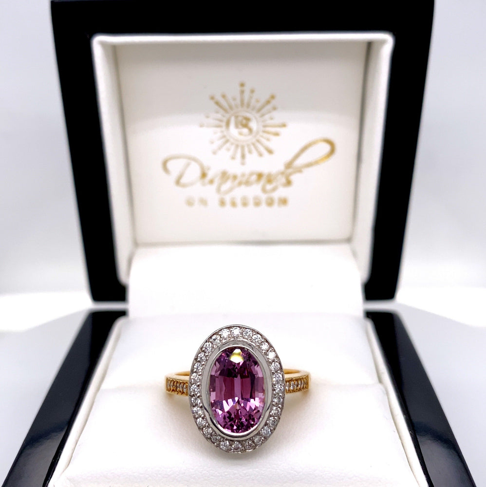 18ct Pink Spinel & Diamond Ring - Diamonds on Seddon Store