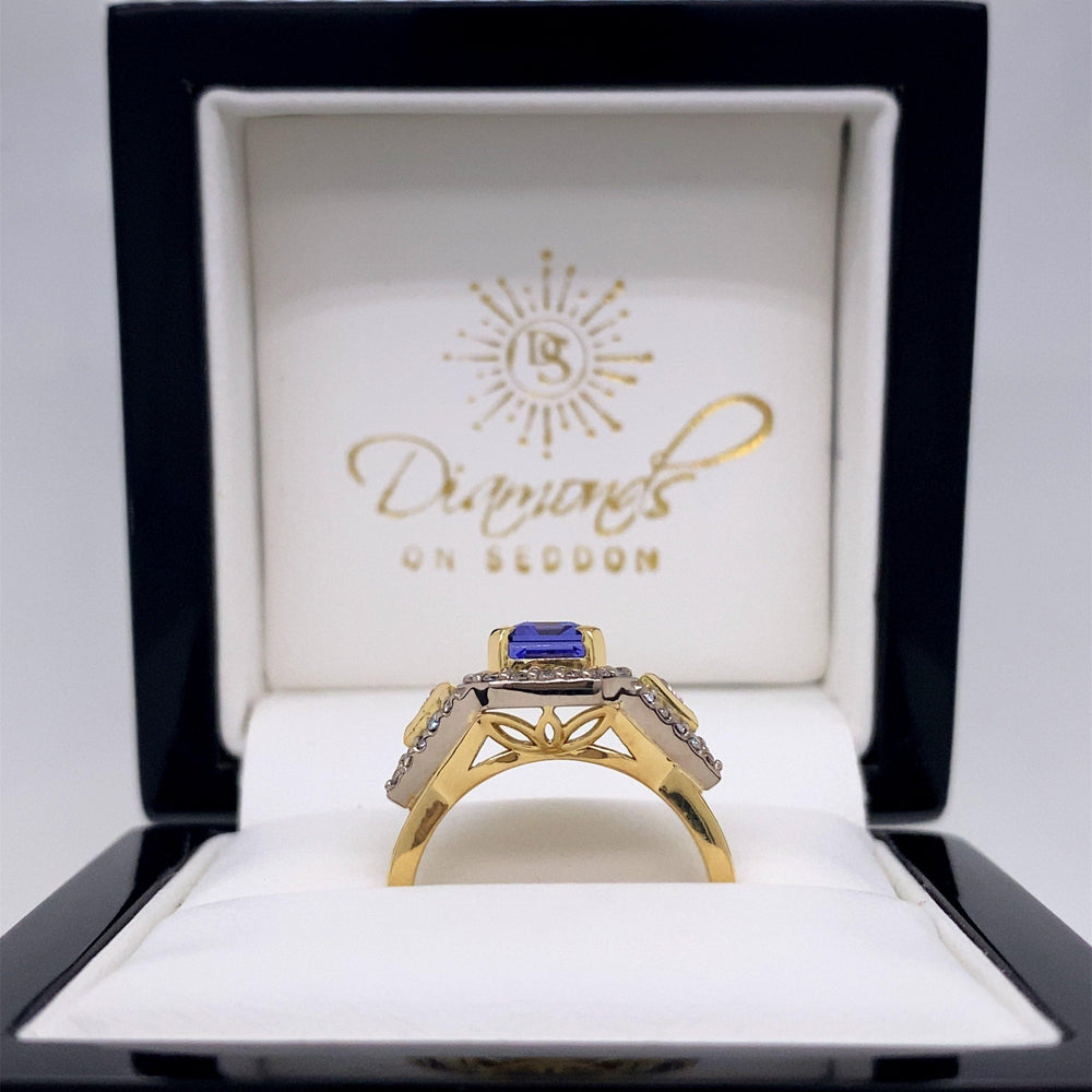 Yellow & White Gold Ring With Tanzanite & Diamonds - Diamonds on Seddon Store